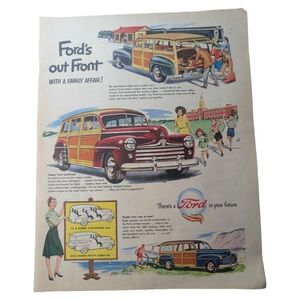 1947 Vintage Ford "Woody" Station Wagon Advertisement